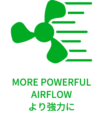 MORE POWERFUL AIRFLOW より強力に