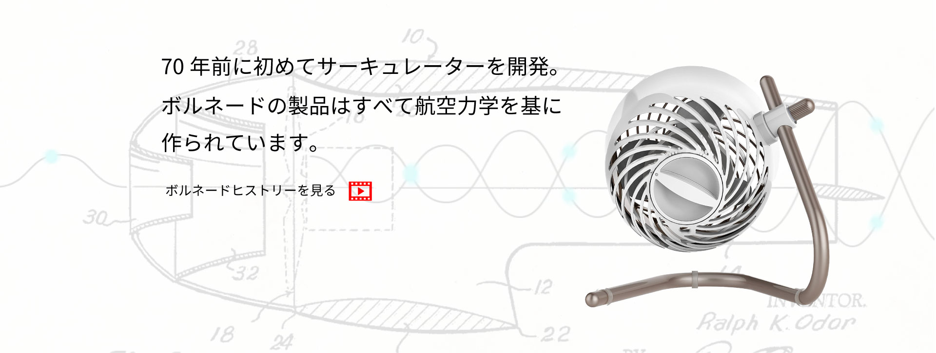 70年前に初めてサーキュレーターを開発。ボルネードの製品はすべて航空力学を基に作られています。ボルネードヒストリーを見る
